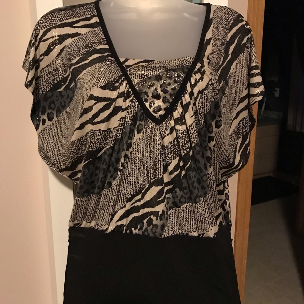 Gold and black dressy top